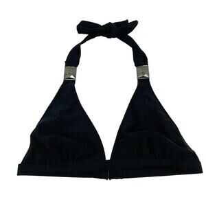 Aqua Swim Womens Black Tie Up Halter Neck Bra Top Size Medium